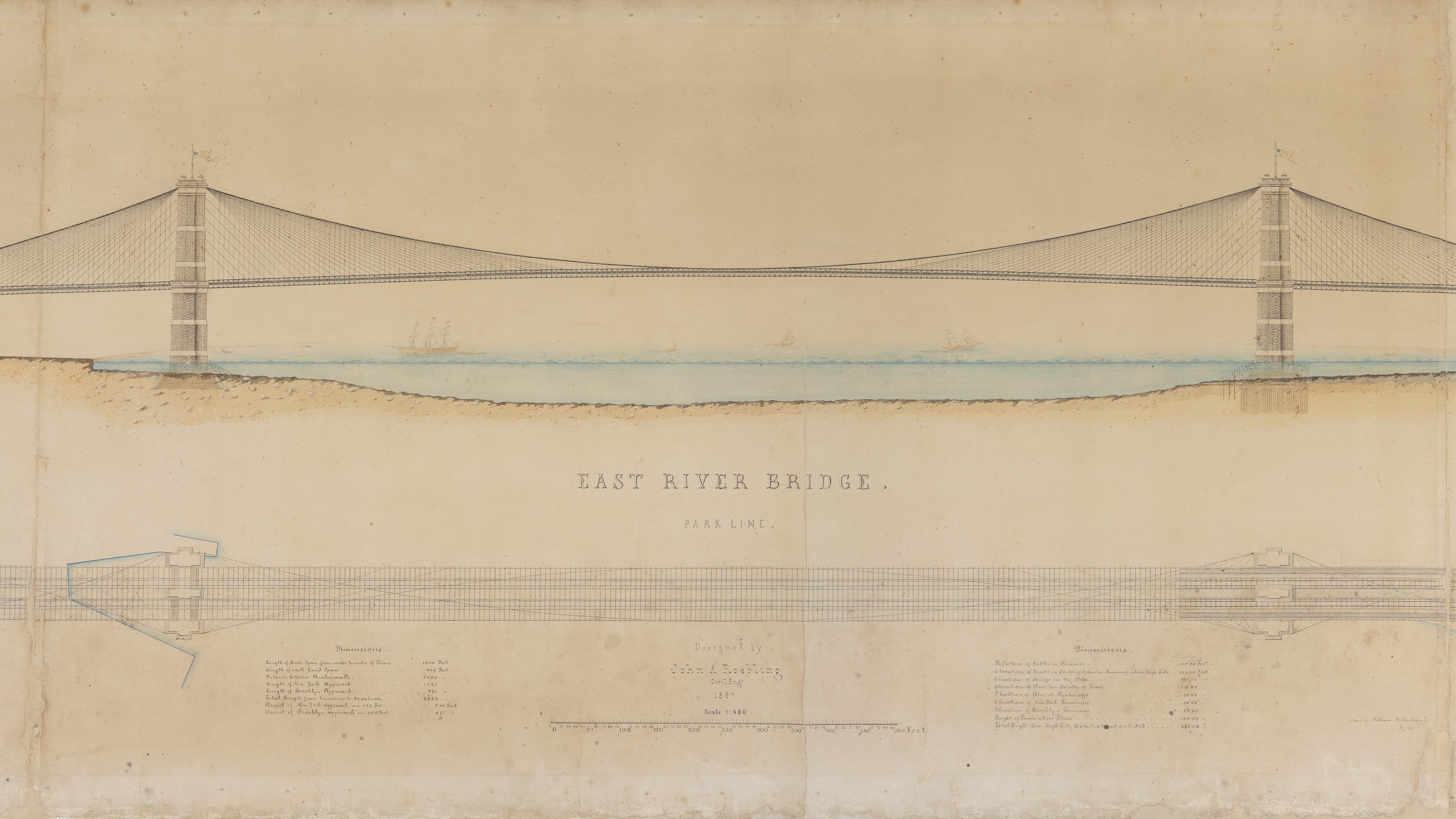 Fine Sketch of the Brooklyn Bridge